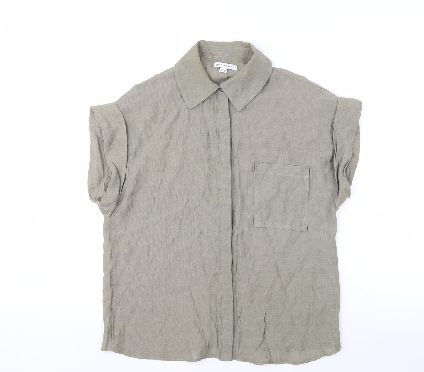 Womens UK Size 8 Warehouse Beige Basic Button-Up