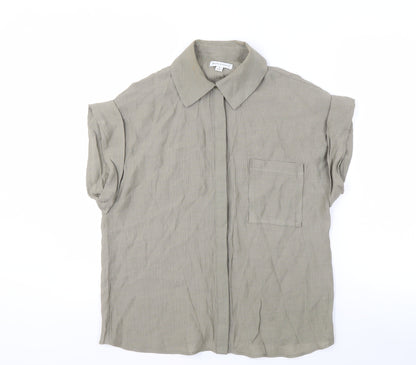 Womens UK Size 8 Warehouse Beige Basic Button-Up