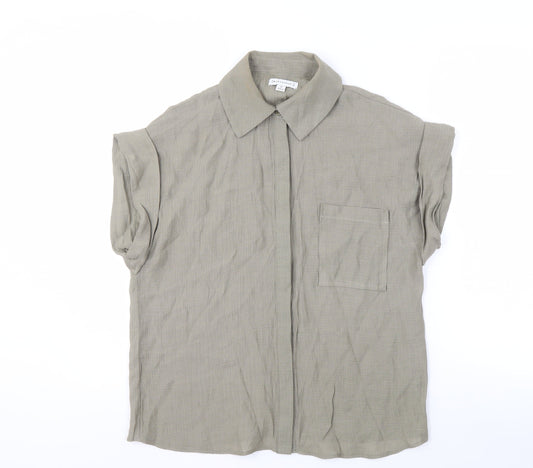 Womens UK Size 8 Warehouse Beige Basic Button-Up