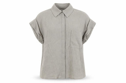Womens UK Size 8 Warehouse Beige Basic Button-Up