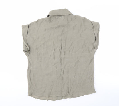 Womens UK Size 8 Warehouse Beige Basic Button-Up