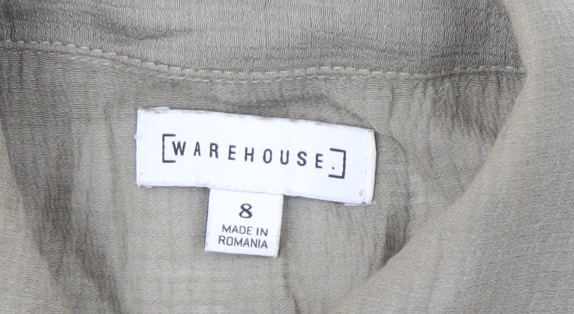 Womens UK Size 8 Warehouse Beige Basic Button-Up