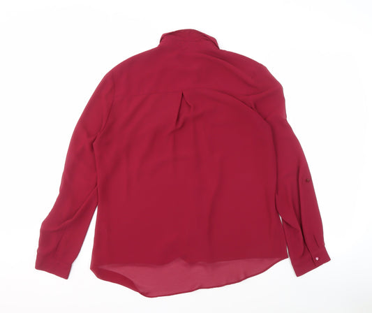 New Look Women's Red Button-Up Shirt, Size 14