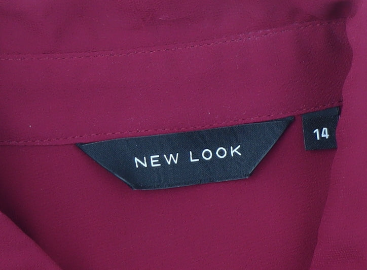 New Look Women's Red Button-Up Shirt, Size 14