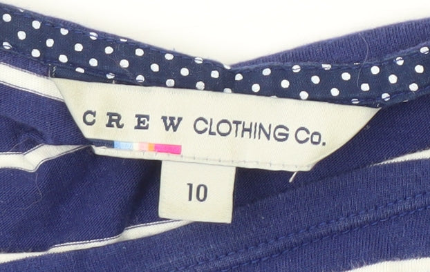 Crew Clothing Women’s Blue Striped T-Shirt, Size 10