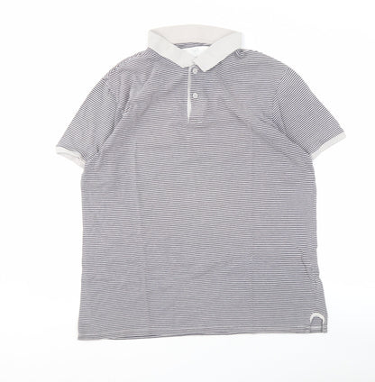 Gap Men’s Grey Striped Polo Shirt L