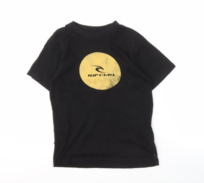 Rip Curl Boys Black Cotton T-Shirt, Size 12, Short Sleeve