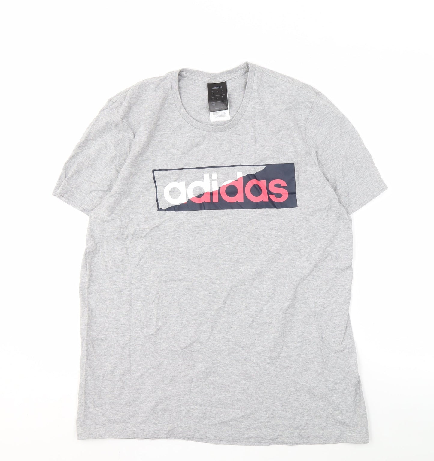 Adidas Men's Grey M Logo T-Shirt, Cotton, Graphic Print