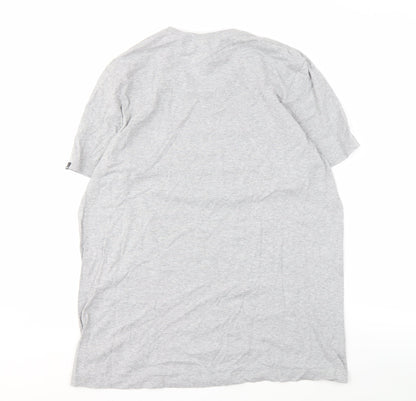 Adidas Men's Grey M Logo T-Shirt, Cotton, Graphic Print