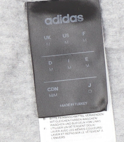 Adidas Men's Grey M Logo T-Shirt, Cotton, Graphic Print