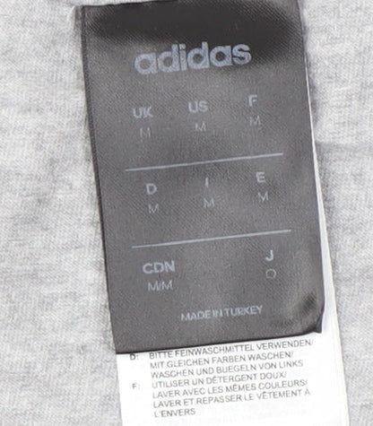 Adidas Men's Grey M Logo T-Shirt, Cotton, Graphic Print