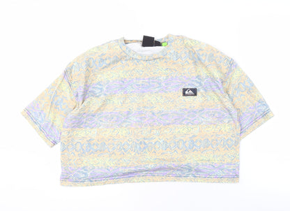 Unisex Adults UK Size XS Quiksilver Multicoloured Cropped T-Shirt