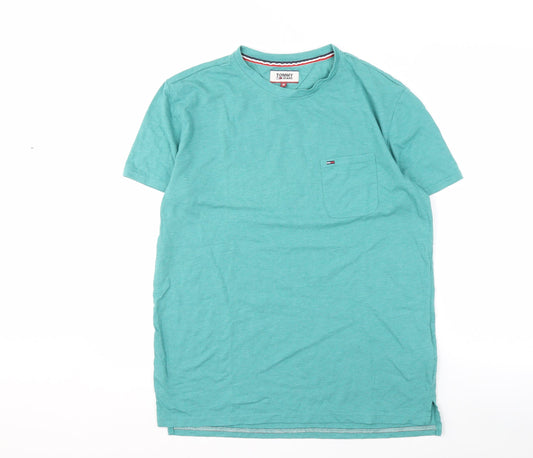 Tommy Jeans Men's Green M T-Shirt, Short Sleeve, Logo Detail
