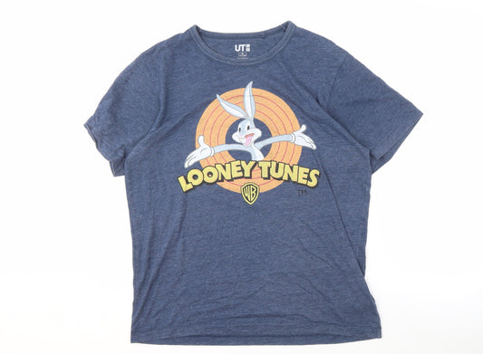 Uniqlo Men's Blue Looney Tunes Graphic T-Shirt M