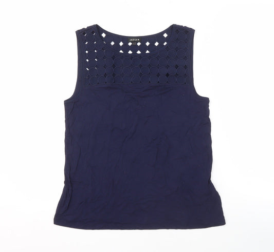 Jaeger Women's Blue S Tank Top Sleeveless Casual