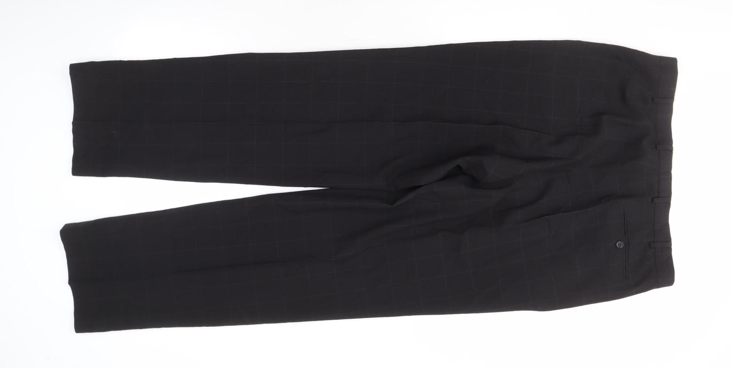 Marks and Spencer Men's Black Check Dress Pants, Size 36