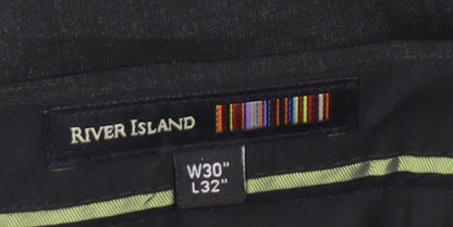 River Island Men's Black Trousers, 30W 32L, Formal Wear