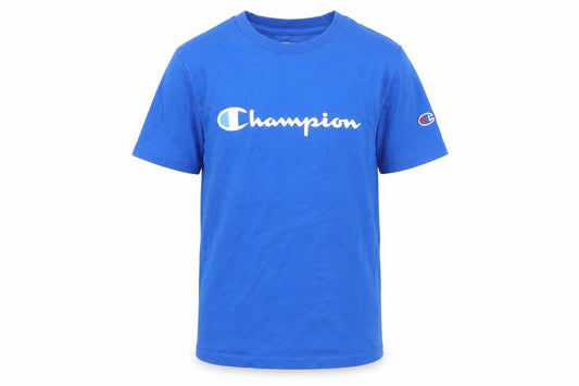 Champion Boys Blue Logo T-Shirt, Size L, Crew Neck, Casual