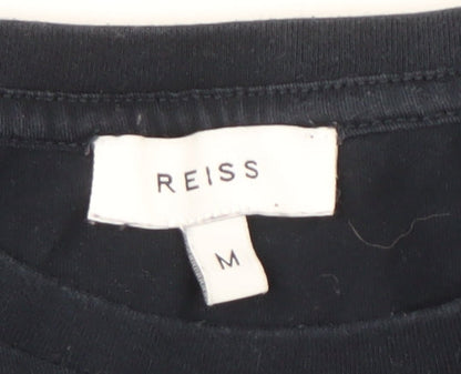 Reiss Black Men's Medium Cotton T-Shirt, Short Sleeve