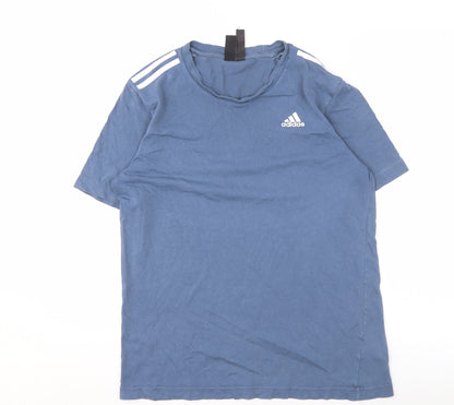 Adidas Men's Blue Cotton Short Sleeve T-Shirt, Size S