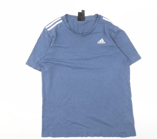 Adidas Men's Blue Cotton Short Sleeve T-Shirt, Size S