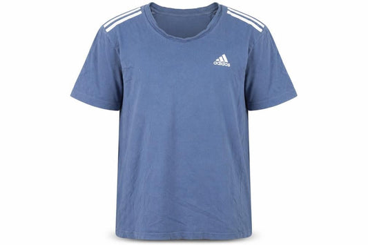 Front view of Adidas Men's Blue Cotton Short Sleeve T-Shirt, size S