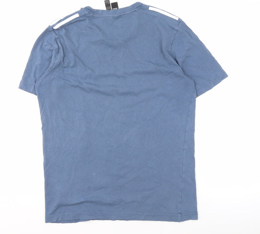 Adidas Men's Blue Cotton Short Sleeve T-Shirt, Size S