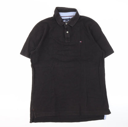 Tommy Hilfiger Men's Black Polo Shirt, Large