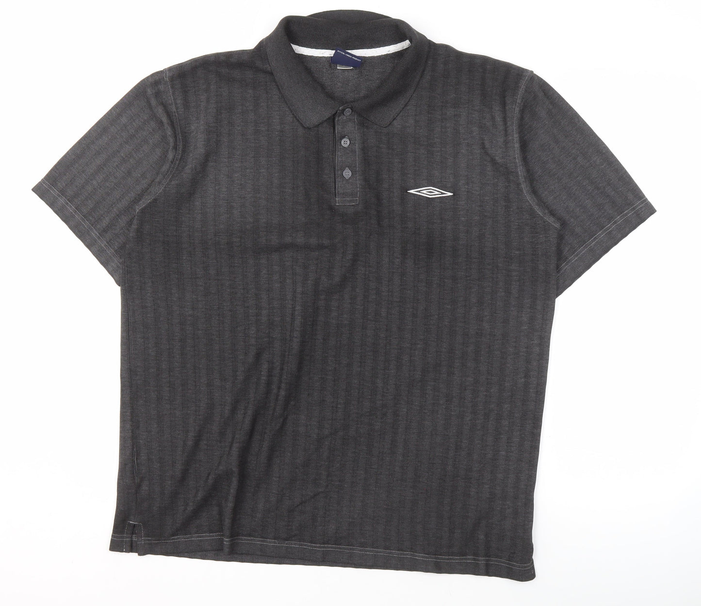 Umbro Men's Grey Polo Shirt L Collared Casual Logo
