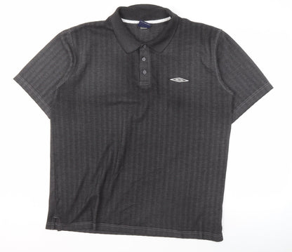 Umbro Men's Grey Polo Shirt L Collared Casual Logo