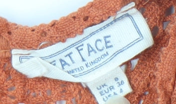 Womens UK Size 8 Fat Face Orange Basic Blouse