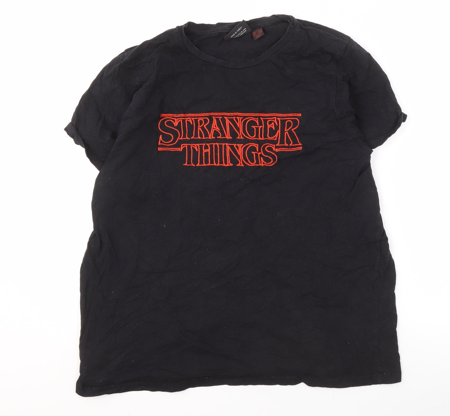 Stranger Things Black XL Men's T-Shirt - Graphic Print