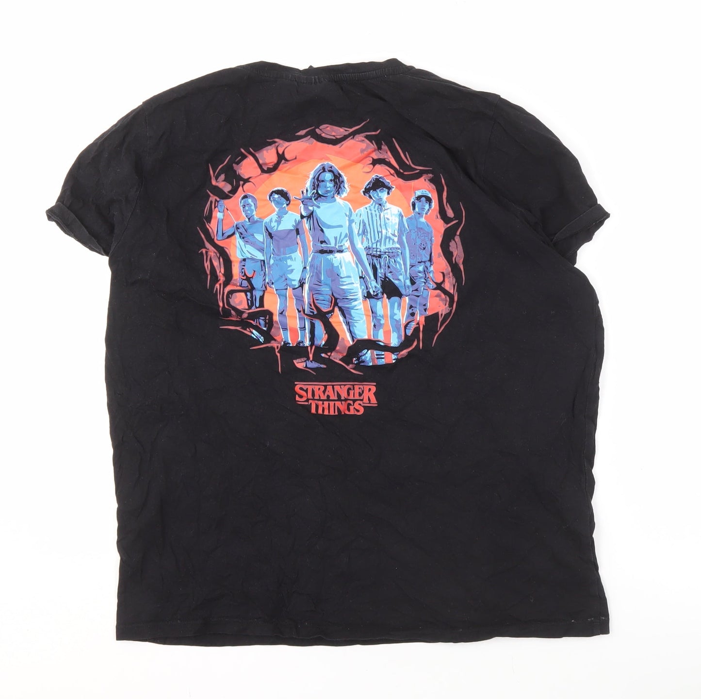 Stranger Things Black XL Men's T-Shirt - Graphic Print