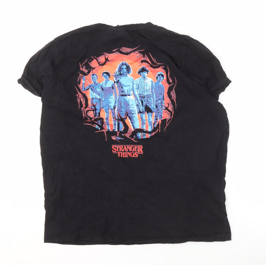 Stranger Things Black XL Men's T-Shirt - Graphic Print