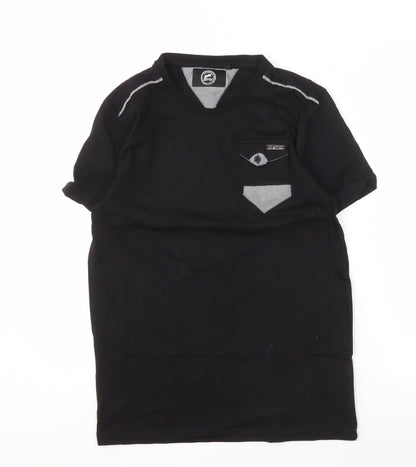ETO Men's Black V-Neck M T-Shirt with Pocket