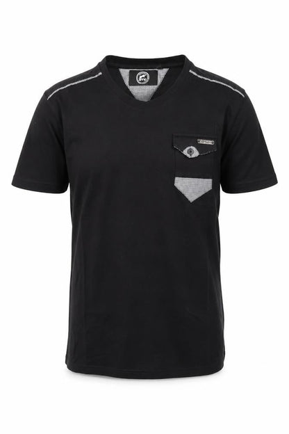 ETO Men's Black V-Neck M T-Shirt with Pocket