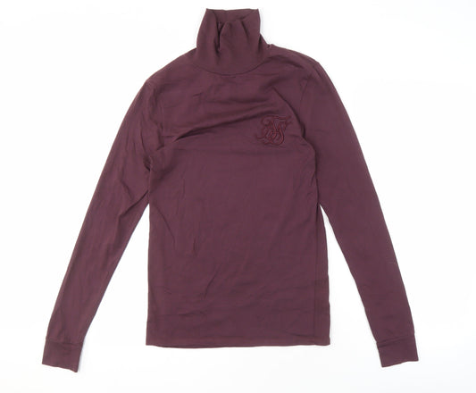 Siksilk Men's Purple Roll Neck T-Shirt M