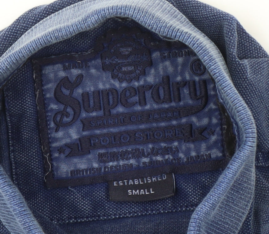 Superdry Men's Blue Polo Shirt, Size S, Short Sleeve
