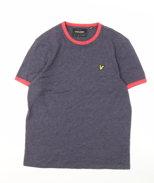 Lyle & Scott Blue Men's Crew Neck T-Shirt - Medium, Logo Accent