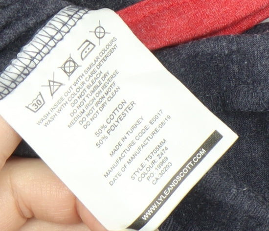 Lyle & Scott Blue Men's Crew Neck T-Shirt - Medium, Logo Accent