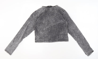 Womens UK Size 10 Missguided Grey Cropped T-Shirt