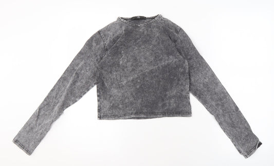 Womens UK Size 10 Missguided Grey Cropped T-Shirt