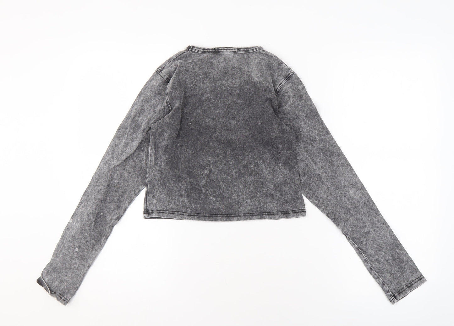 Womens UK Size 10 Missguided Grey Cropped T-Shirt