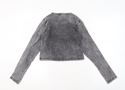 Womens UK Size 10 Missguided Grey Cropped T-Shirt