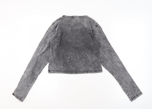Womens UK Size 10 Missguided Grey Cropped T-Shirt