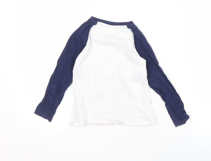 Minnie Mouse Girls White & Blue T-Shirt, Long Sleeve, 4 Years