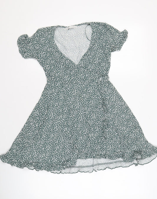 Pull&Bear Women's Green Floral Dress Size 10