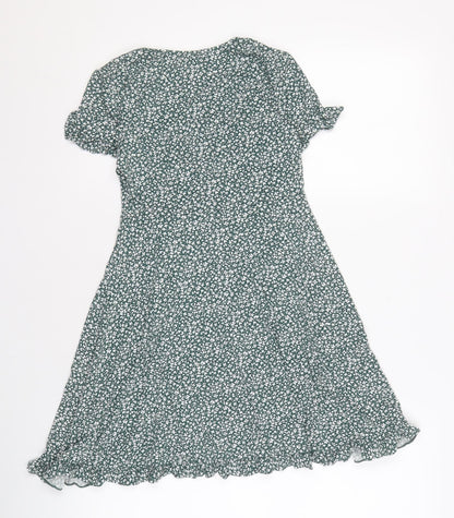 Pull&Bear Women's Green Floral Dress Size 10