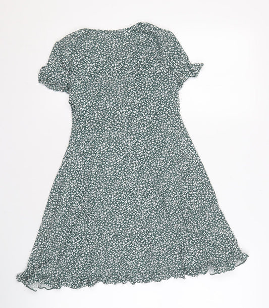 Pull&Bear Women's Green Floral Dress Size 10