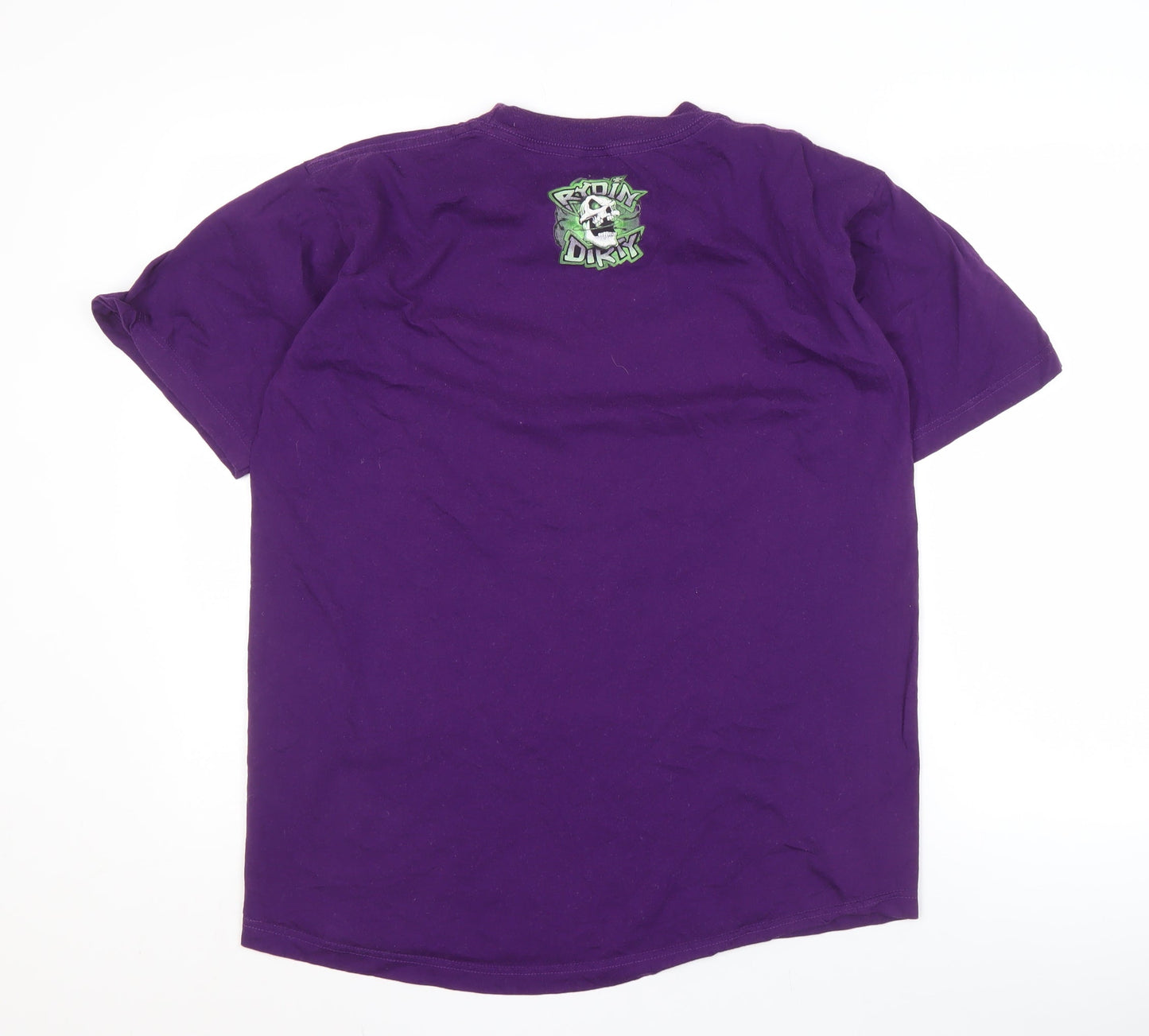 Super Men's Purple Graphic T-Shirt L Motorcycle Style